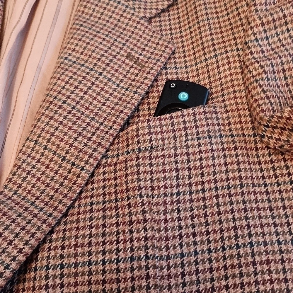 Vintage Hunting Horn by J Riggins Houndstooth Wool Blend Sports Coat/Blazer  42L